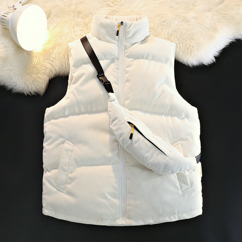 Veste matelassée sans manches en polaire pour femme avec poches chaudes
