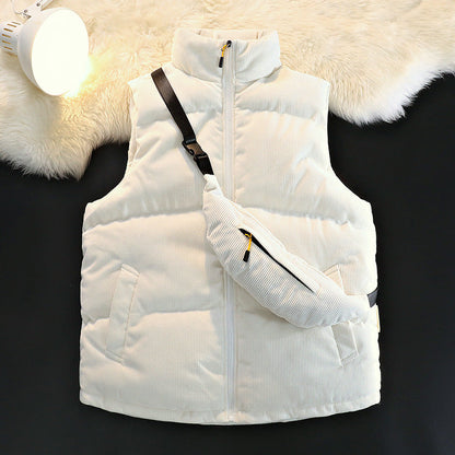 Veste matelassée sans manches en polaire pour femme avec poches chaudes