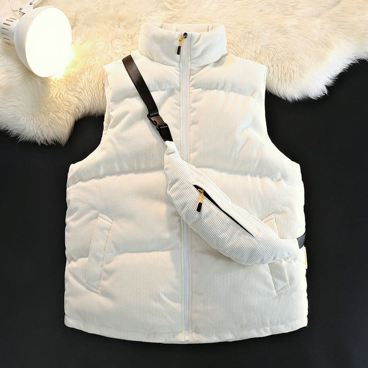 Veste matelassée sans manches en polaire pour femme avec poches chaudes