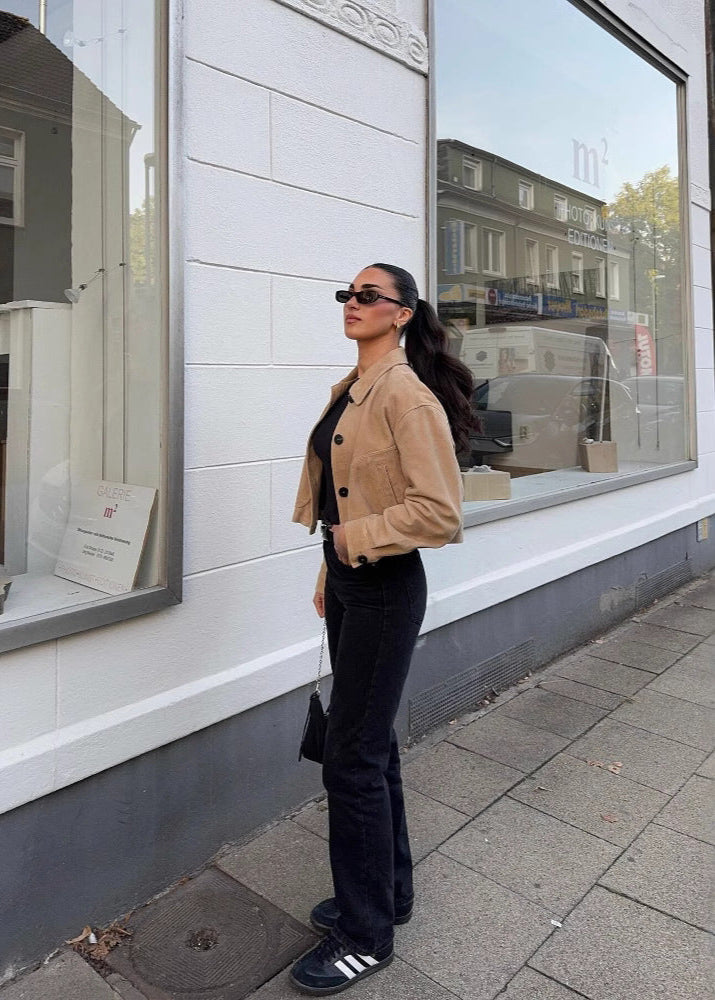 Stylische Lederjacke Kurz Modisch - IdealeKleiden