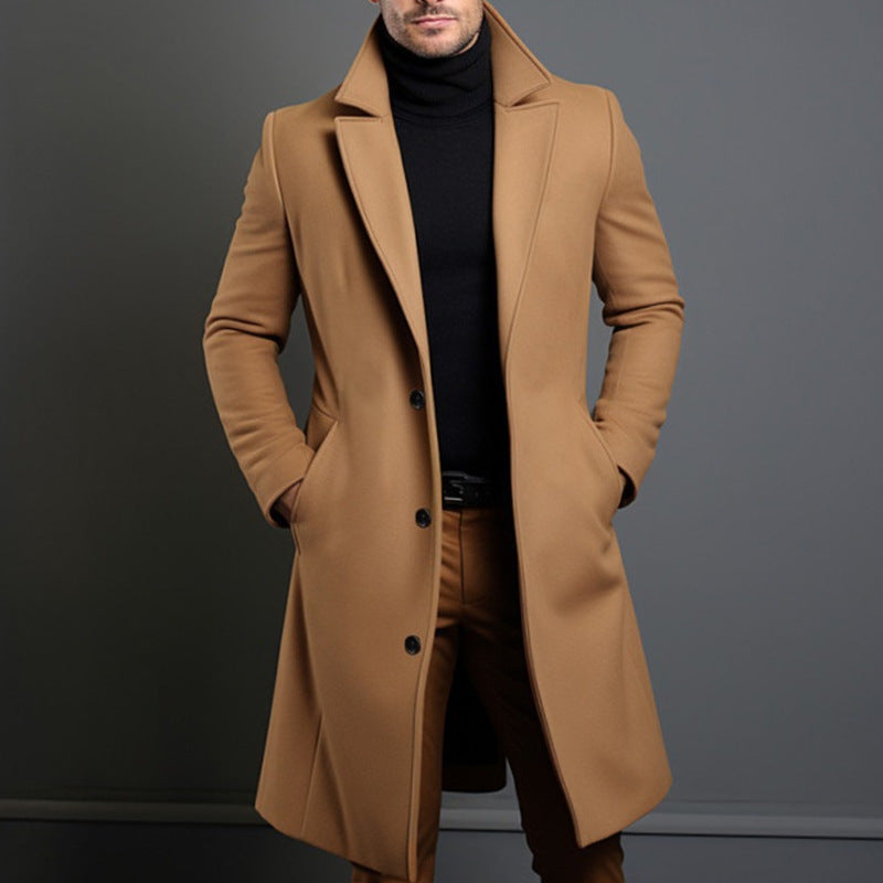 Trench-coat classique femme ajusté mélange de laine mi-long