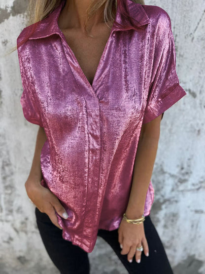 Blouse femme en satin élégante finition brillante