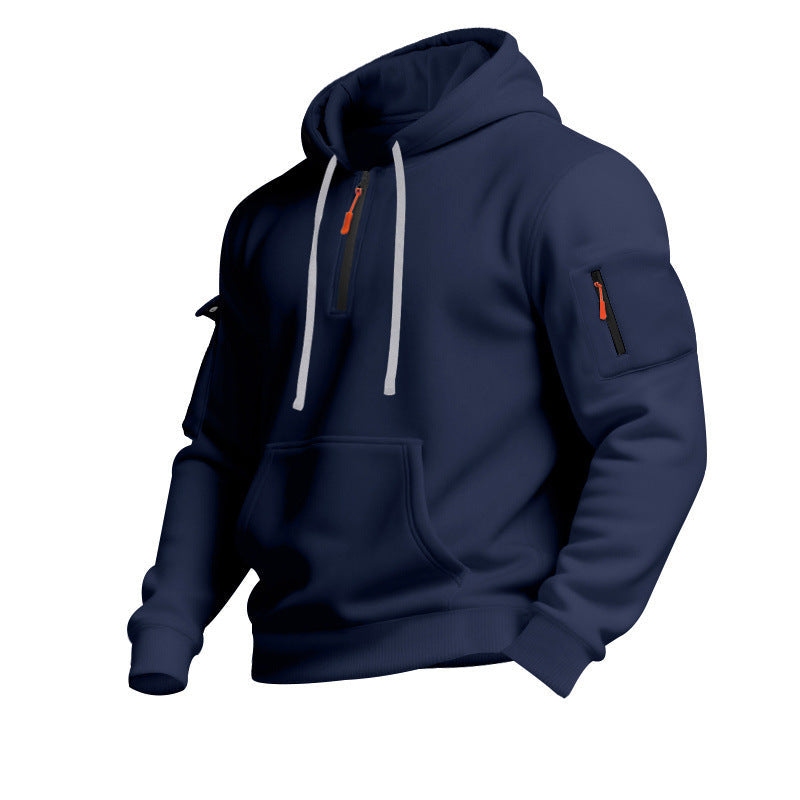 Sweat-shirt sport homme capuche fermeture éclair poches