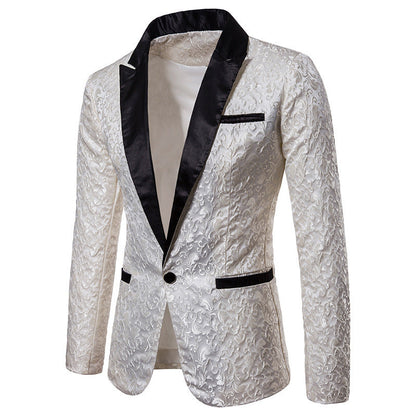 Blazer en velours pour homme, motif élégant, noir