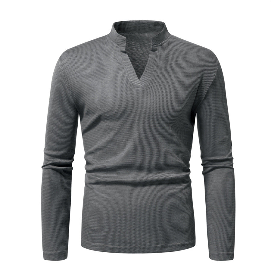 T-shirt à manches longues pour homme, col montant moderne, texturé