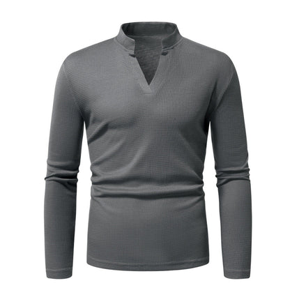 T-shirt à manches longues pour homme, col montant moderne, texturé