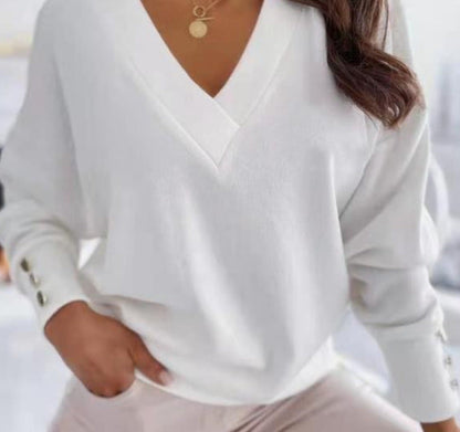 Pull pour femme Manches larges Tissu doux Décontracté