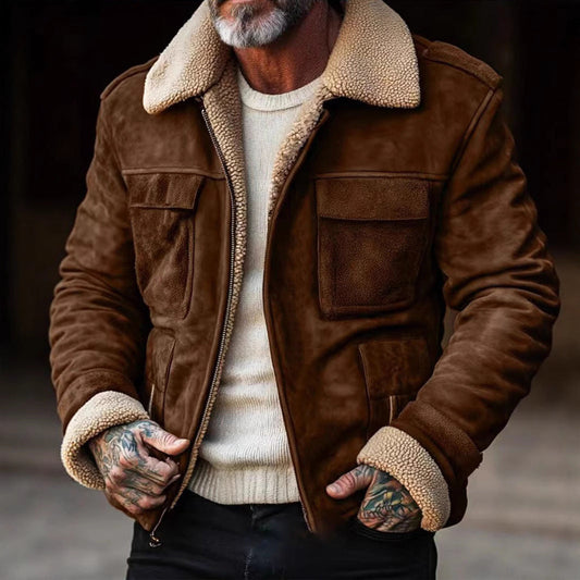 Herren Lammfelljacke Elegantes Design - IdealeKleiden