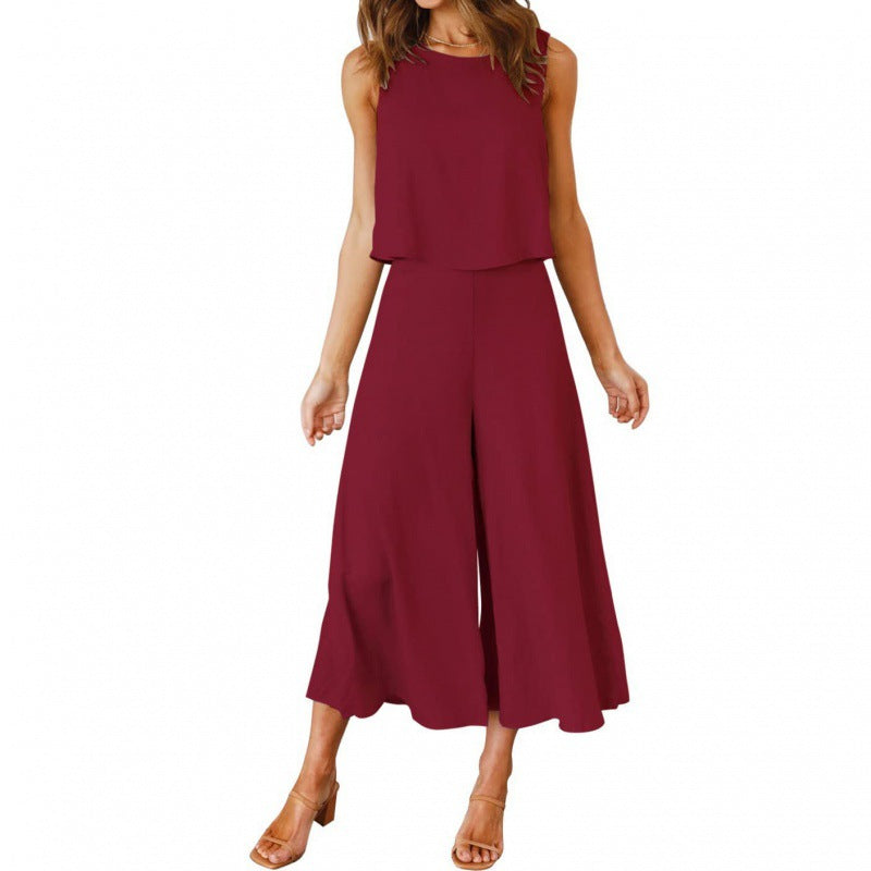Combinaison élégante fluide jambe large pour femme