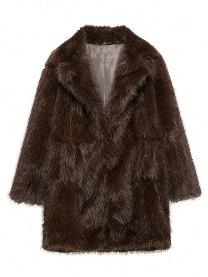 Veste en fausse fourrure pour femme, douce, design de luxe
