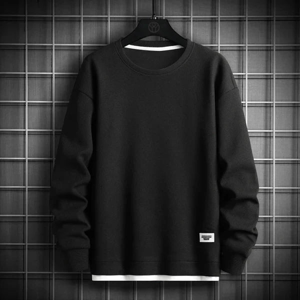 Pull gaufré à col rond doux