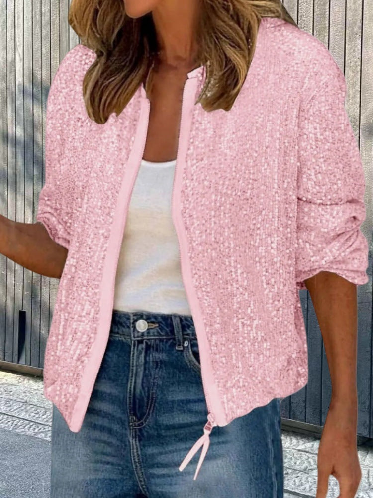 Veste à paillettes pour femme Coupe moderne Vêtements pour femme