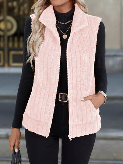 Gilet douillet à capuche pour femme, doux et confortable