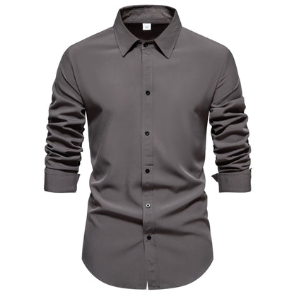 Chemise homme manches longues en coton coupe moderne