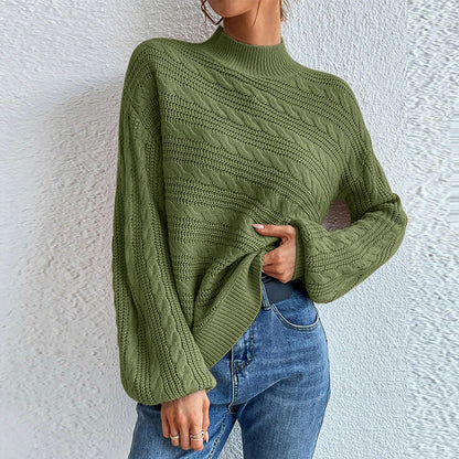 Pull tressé femme chaud hiver