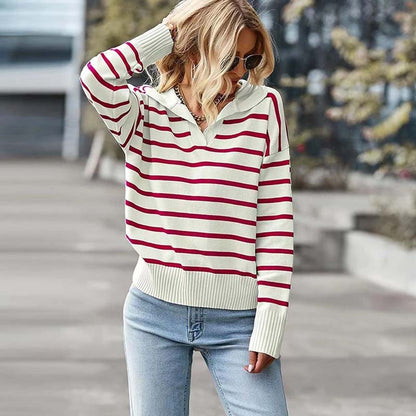Pull en maille rayé d'hiver pour femme
