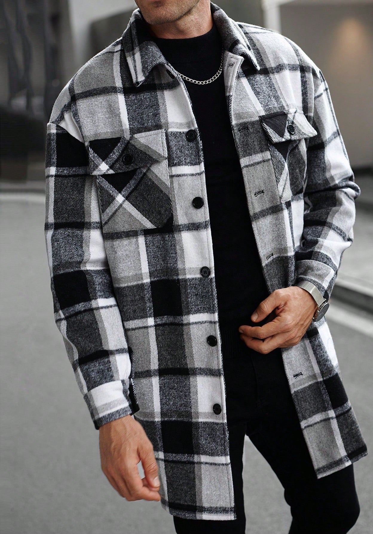 Veste en flanelle à carreaux coupe moderne pour homme