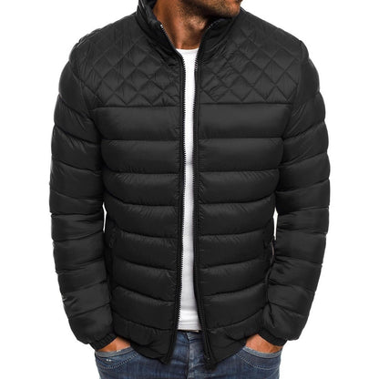 Veste d'hiver matelassée pour homme avec col montant et poches zippées