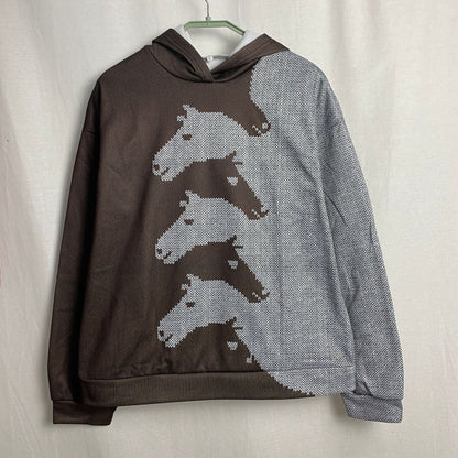 Sweat à capuche femme motif cheval Confortable Oversize