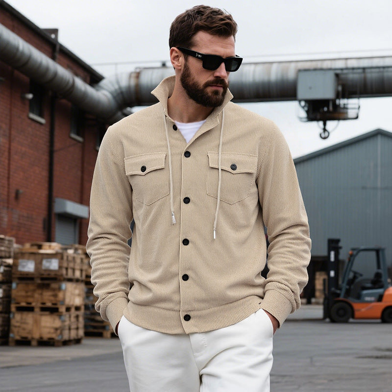 Cardigan homme décontracté moderne col montant
