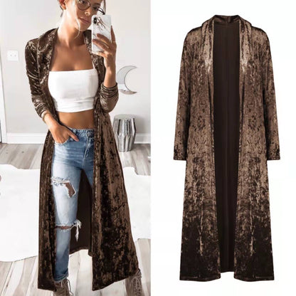 Manteau long en velours élégant pour femme Robe de soirée