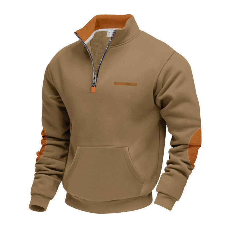 Pull à capuche pour homme moderne avec demi-zip coloré