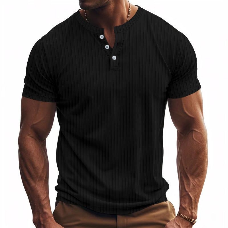 T-shirt Henley à manches courtes homme rayé Pratique