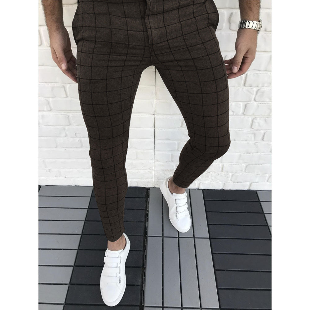 Pantalon de costume homme slim carreaux moderne