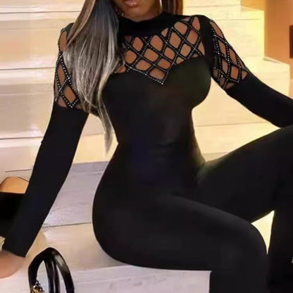 Damen Jumpsuit Elegant Durchsichtig Effekt - IdealeKleiden