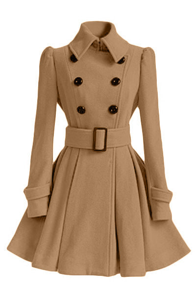 Trench-coat femme élégant avec double boutonnage à la taille