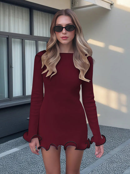 Mini-robe élégante moulante à volants pour femme