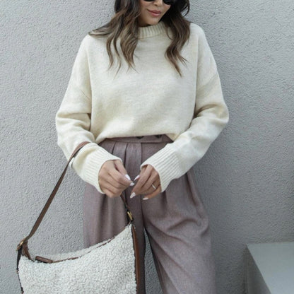 Pull oversize femme col montant élégant