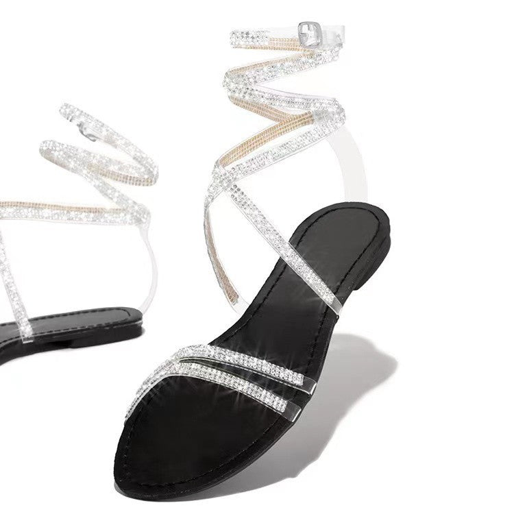 Sandales pour femmes paillettes strass chaussures de soirée
