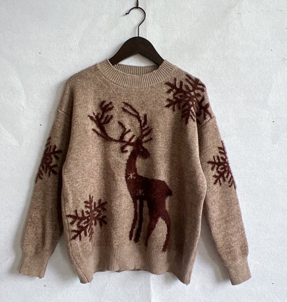 Pull de Noël festif pour femme motif renne