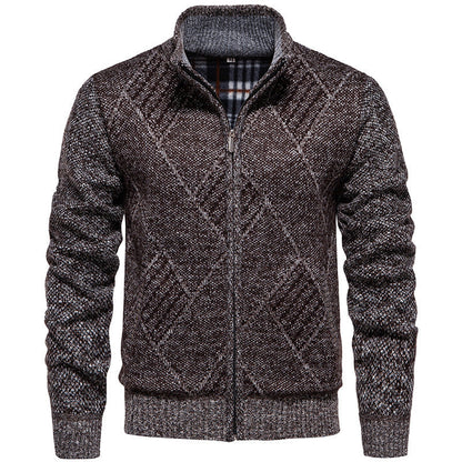 Cardigan homme moderne tricot torsadé col montant