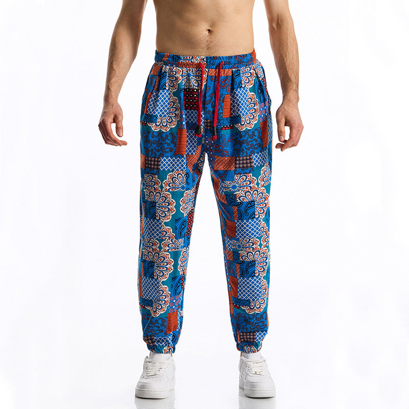 Pantalon de loisirs homme imprimé coloré élastique