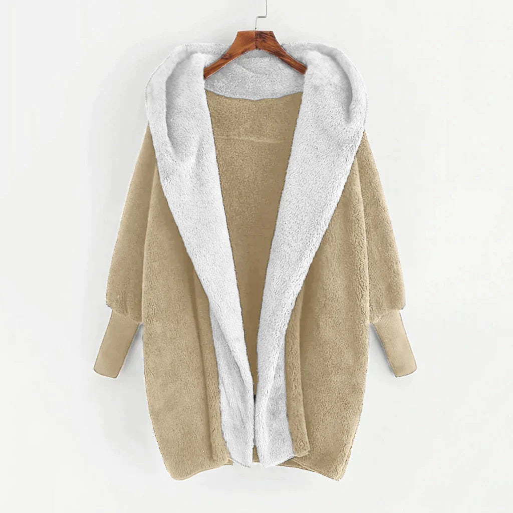 Cardigan-manteau ample et doux pour femmes avec capuche