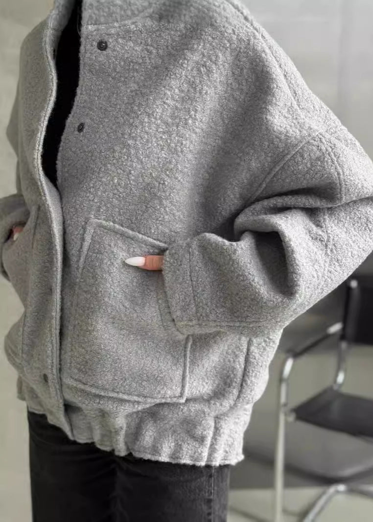 Weite Fleecejacke Mit Knopfverschluss - IdealeKleiden