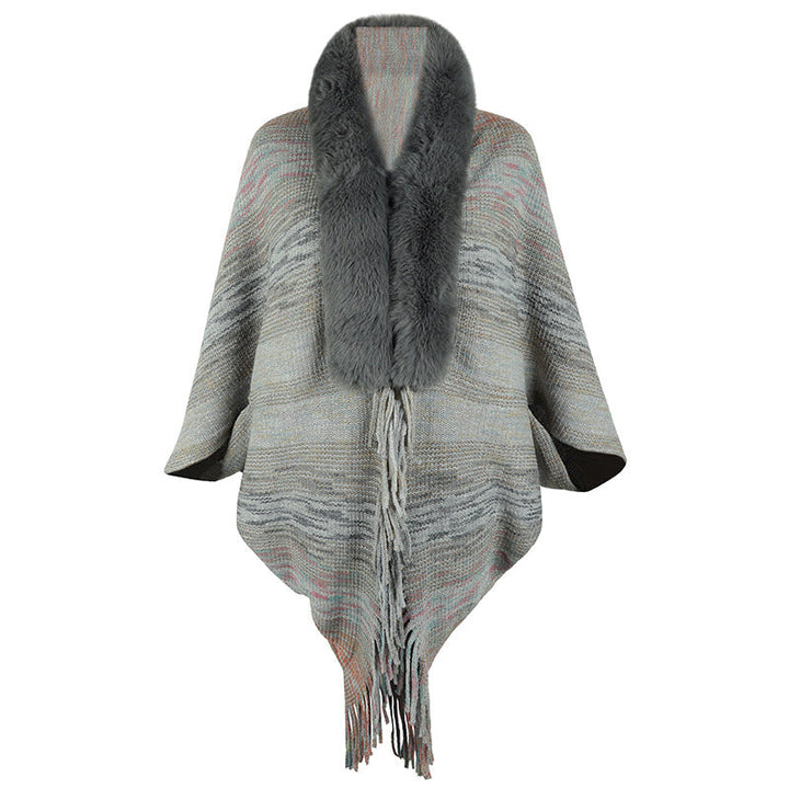 Poncho élégant pour femmes avec col en fausse fourrure