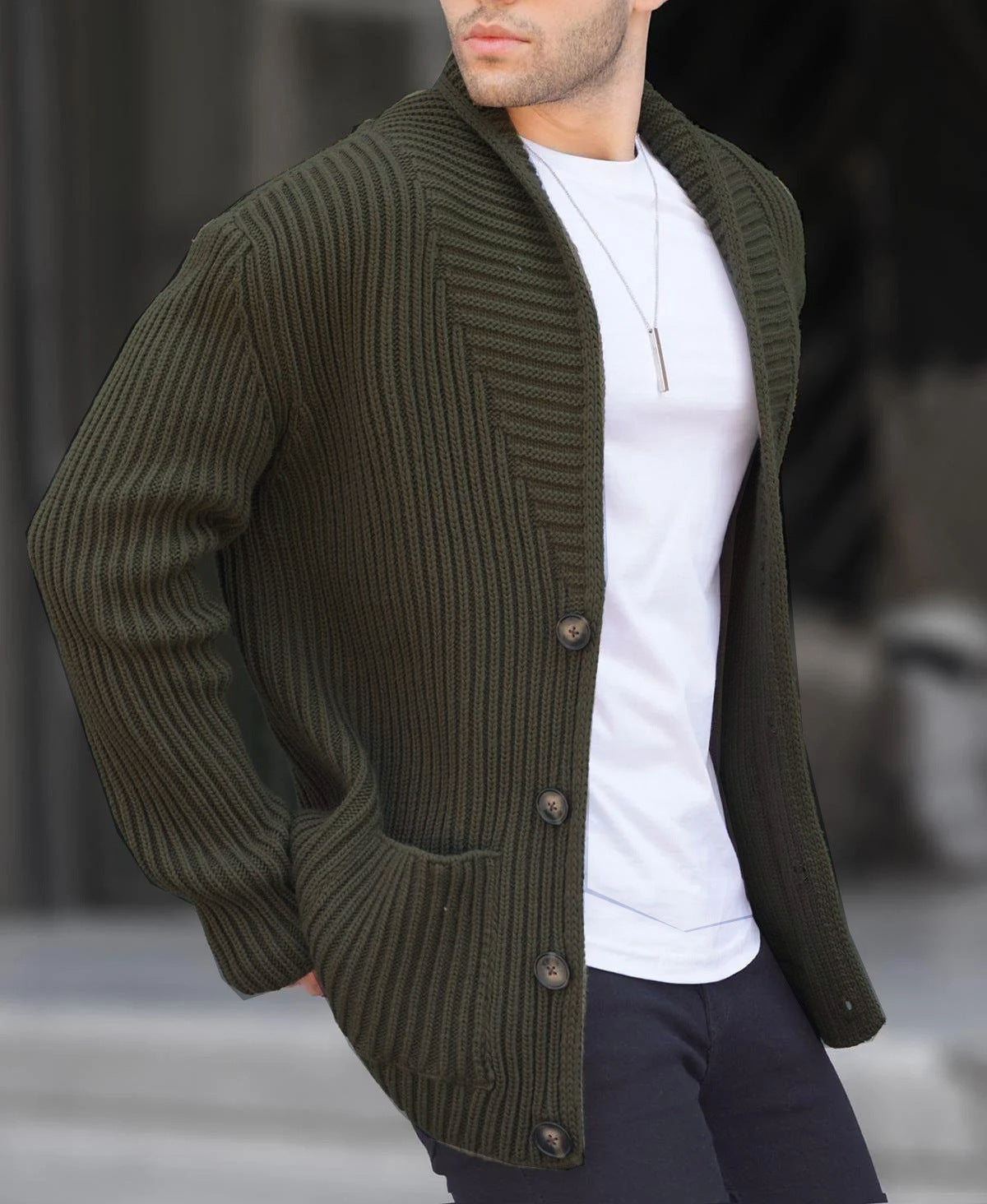 Hommes Pull Cardigan Design Moderne Boutons