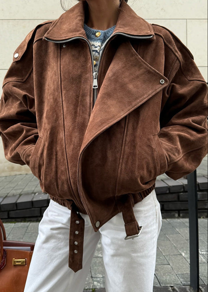 Blouson en cuir de moto style motard