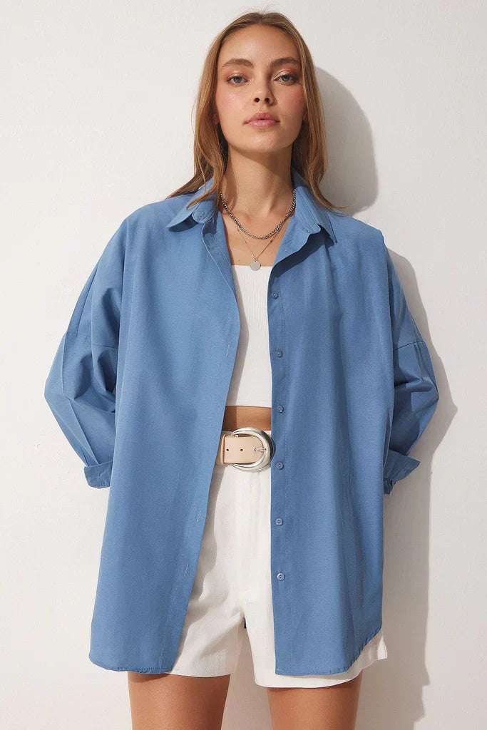 Blouse ample coton manches longues confort