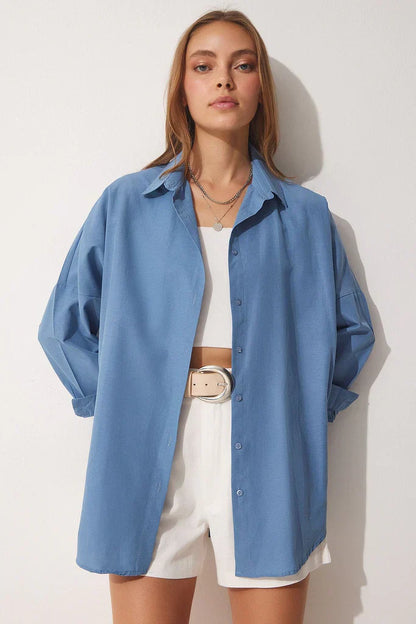 Blouse ample coton manches longues confort