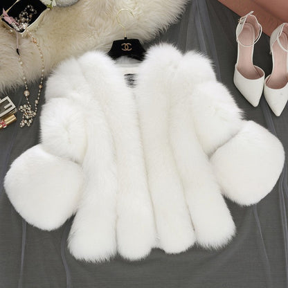 Veste courte femme fourrure cuir style moderne