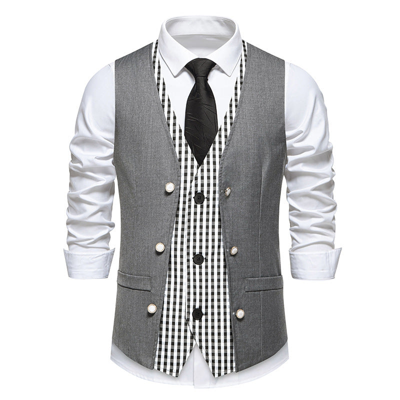 Gilet Homme Élégant Carreaux Moderne
