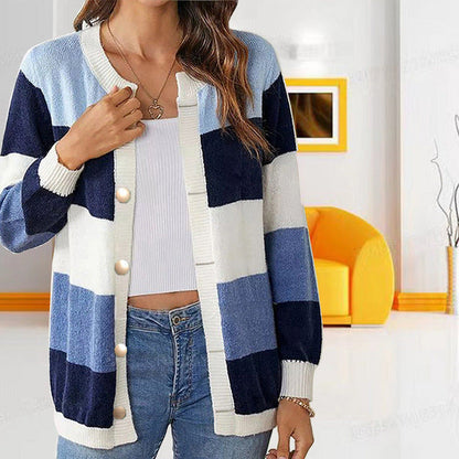 Cardigan Femme Printemps Rayé