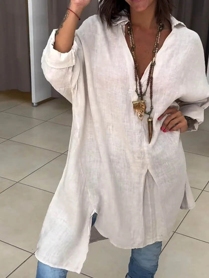 Tunique en lin élégante asymétrique pour femme
