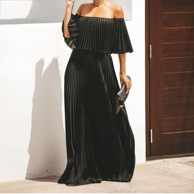 Robe longue femme bustier plissée élégante