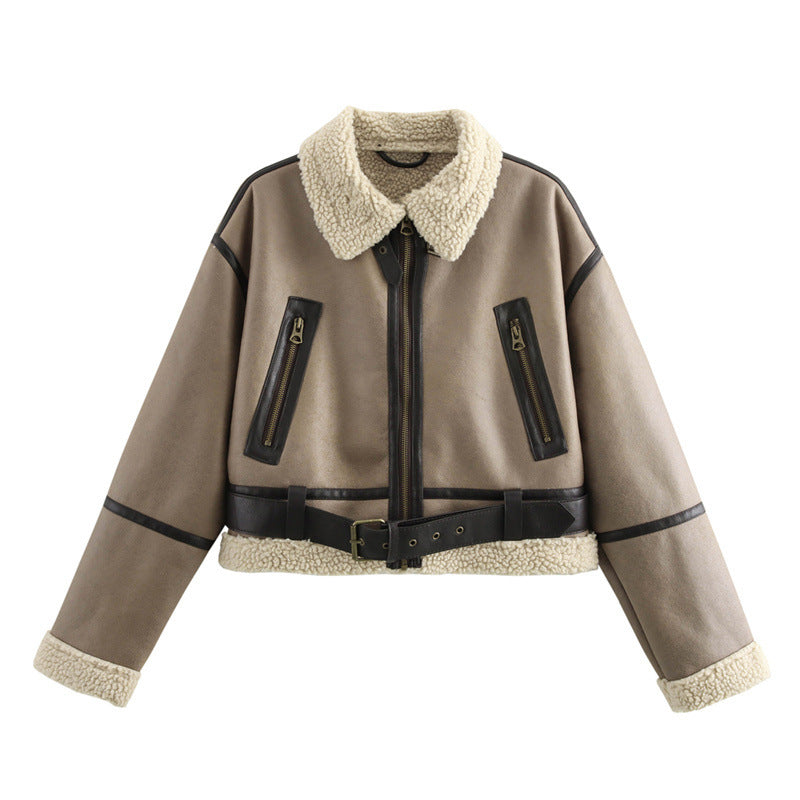 Femmes Veste courte en teddy style doux design élégant