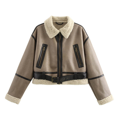 Femmes Veste courte en teddy style doux design élégant